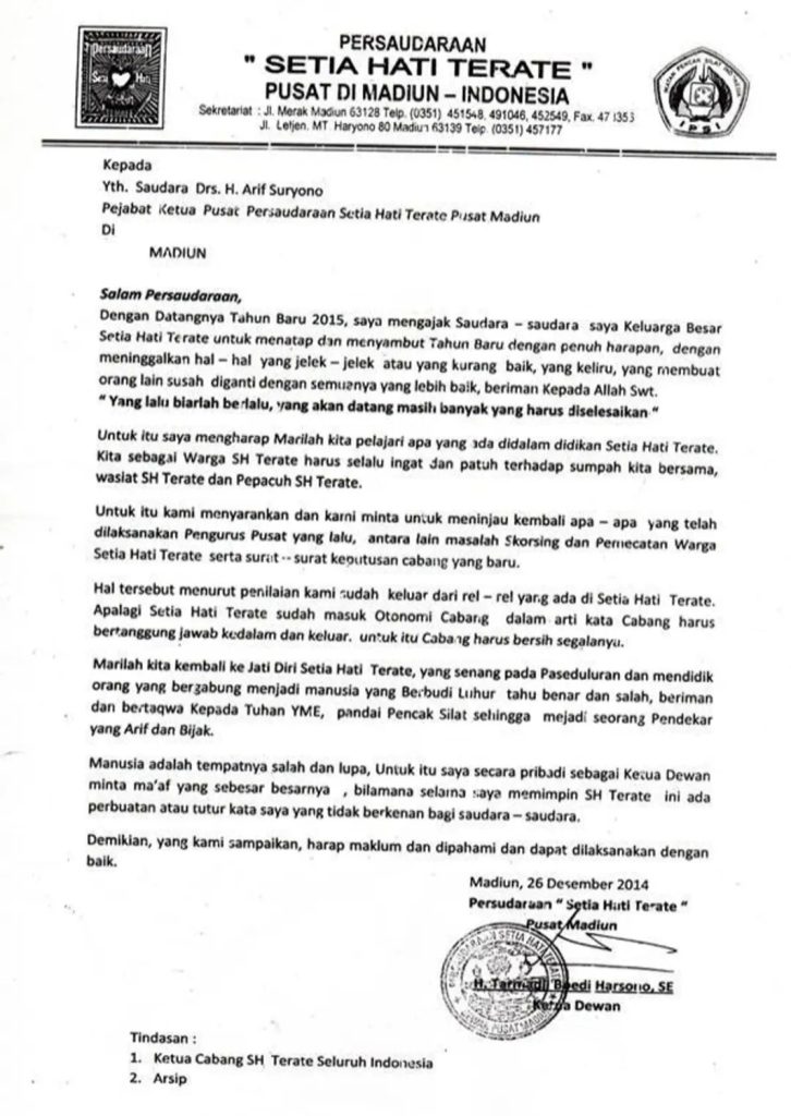 Surat Koreksi dan Permohonan Maaf Mas Tarmadji